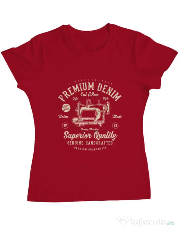 Tricou ADLER dama Premium Denim Rosu