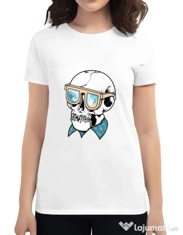 Tricou ADLER dama Skull Holiday Alb