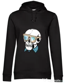 Hoodie dama cu gluga Skull Holiday Negru