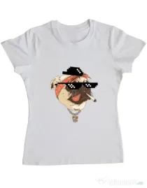 Tricou ADLER dama Pug Life Alb
