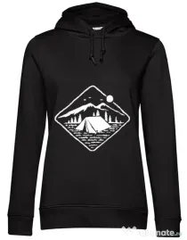 Hoodie dama cu gluga Camp Mode ON Negru