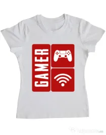 Tricou ADLER dama Gamer Alb