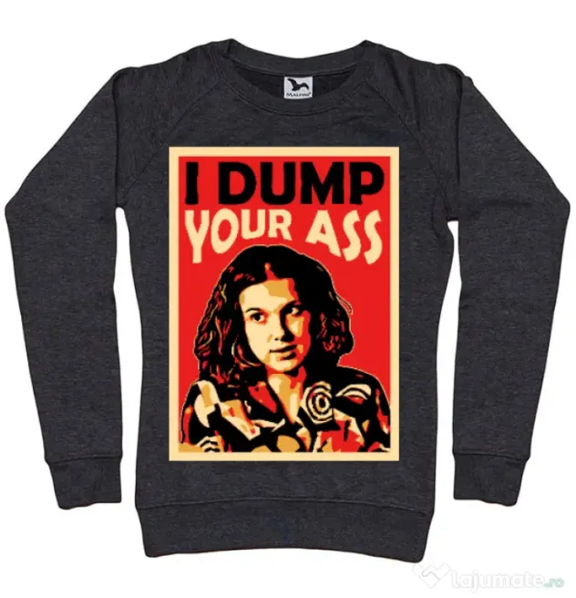 Bluza ADLER dama I dump your ass Negru melanj