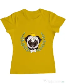 Tricou ADLER dama King Of Pug Galben