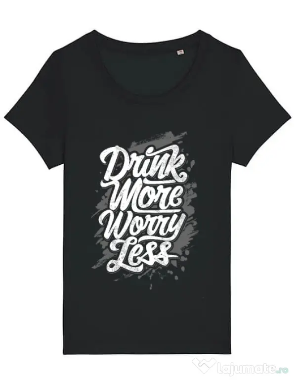 Tricou STANLEY STELLA dama Drink more worry less Negru