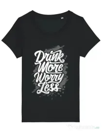 Tricou STANLEY STELLA dama Drink more worry less Negru