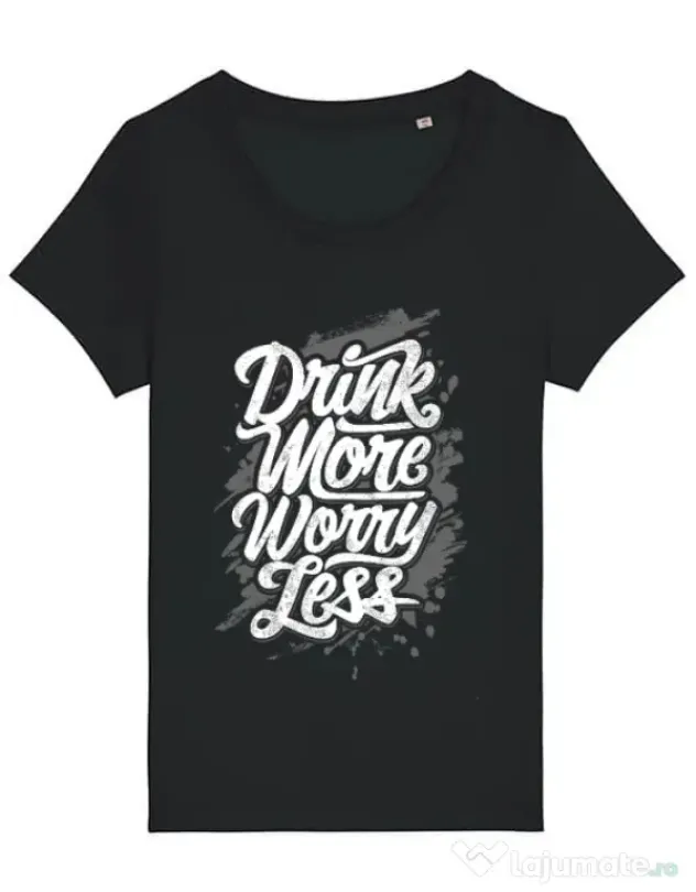 Tricou STANLEY STELLA dama Drink more worry less Negru
