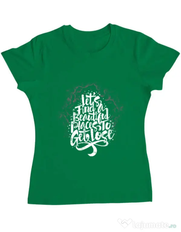 Tricou ADLER dama Let's find beautiful place to get lost Verde mediu