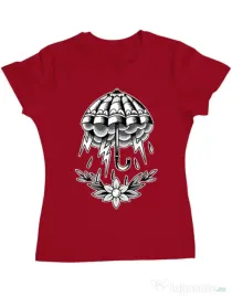 Tricou ADLER dama Umbrella Tattoo Rosu