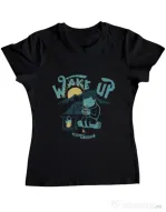 Tricou ADLER dama Wake up and drink a coffee Negru