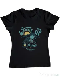 Tricou ADLER dama Wake up and drink a coffee Negru