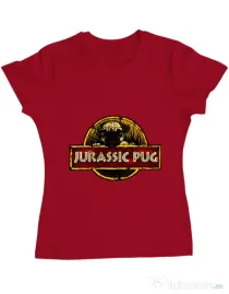 Tricou ADLER dama Jurassic Pug Rosu