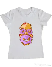 Tricou ADLER dama Homer Donut Alb