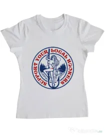 Tricou ADLER dama SUPPORT YOUR LOCAL HOOKERS Alb