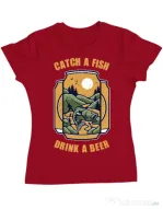 Tricou ADLER dama Catch a fish Rosu