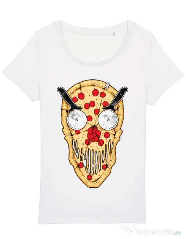Tricou STANLEY STELLA dama Pizza skull Alb