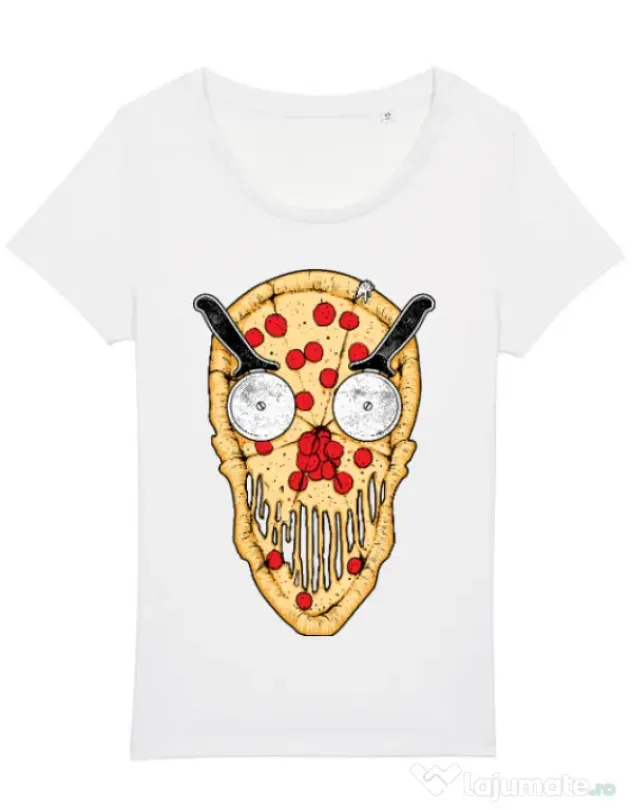 Tricou STANLEY STELLA dama Pizza skull Alb