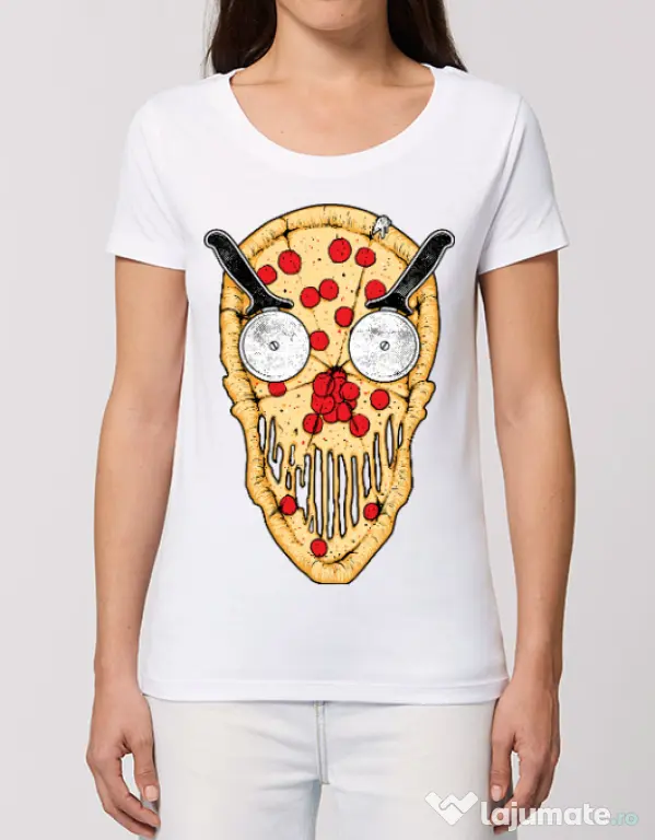 Tricou STANLEY STELLA dama Pizza skull Alb