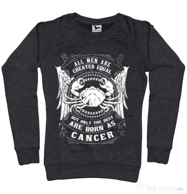Bluza ADLER dama The best men are born as Cancer Negru melanj