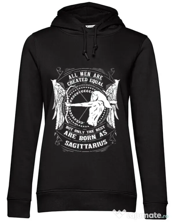 Hoodie dama cu gluga The best men are born as Sagittarius Negru
