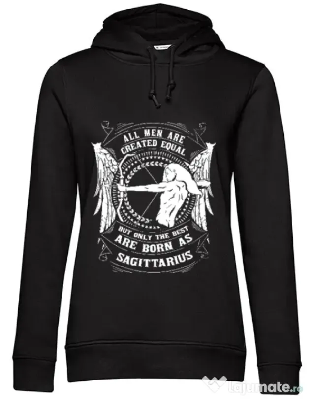 Hoodie dama cu gluga The best men are born as Sagittarius Negru