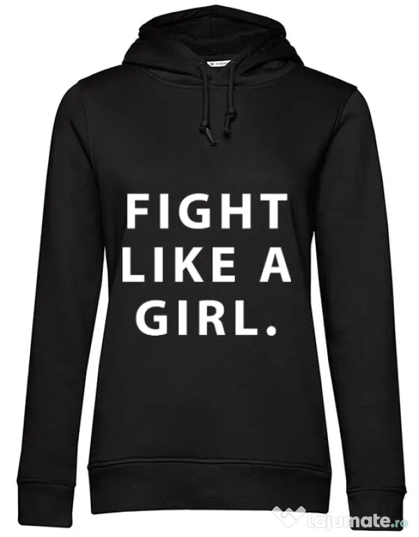 Hoodie dama cu gluga Fight like a girl Negru