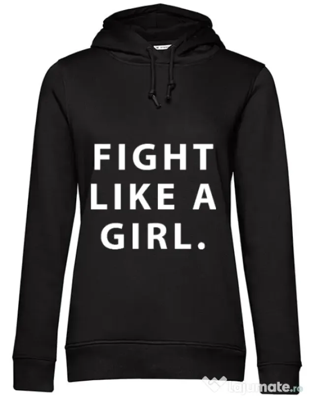 Hoodie dama cu gluga Fight like a girl Negru