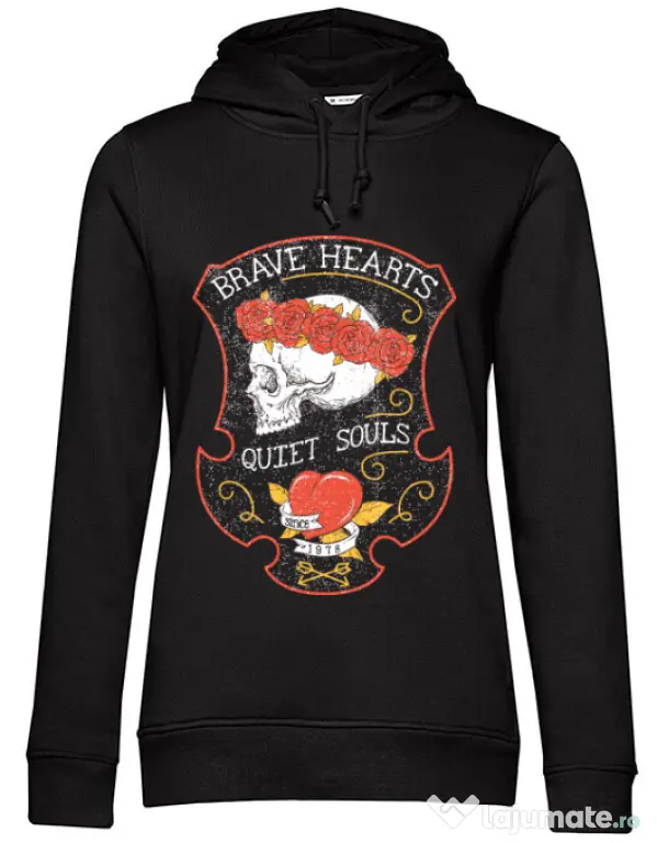 Hoodie dama cu gluga Brave hearts Negru