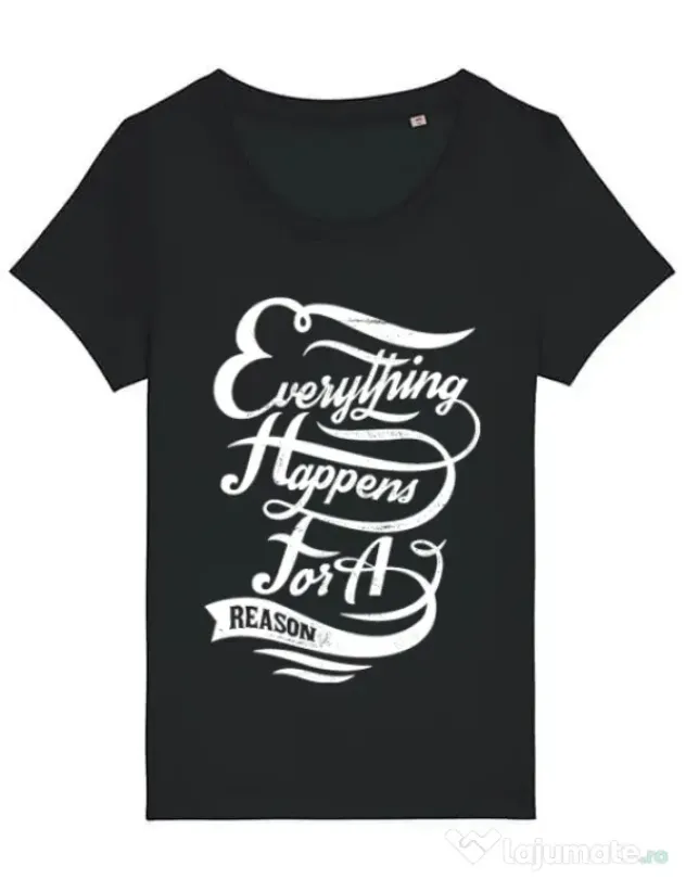 Tricou STANLEY STELLA dama Everything happens for a reason Negru