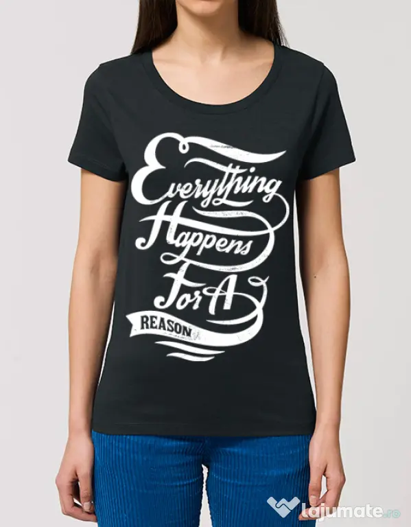 Tricou STANLEY STELLA dama Everything happens for a reason Negru