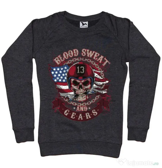 Bluza ADLER dama Blood sweat and gears Negru melanj