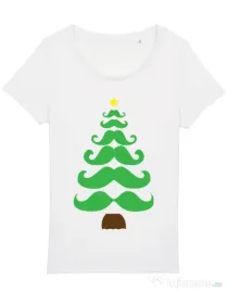 Tricou STANLEY STELLA dama Moustache Christmas tree Alb