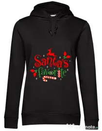 Hoodie dama cu gluga Santas favorite Negru