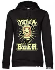 Hoodie dama cu gluga Yoga beer Negru