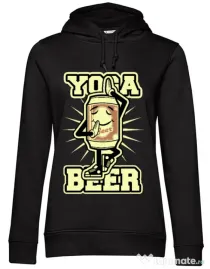 Hoodie dama cu gluga Yoga beer Negru
