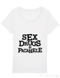 Tricou STANLEY STELLA dama Sex, drugs si pacanele Alb