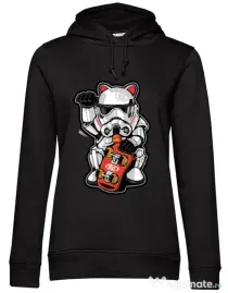 Hoodie dama cu gluga Maneki trooper Negru