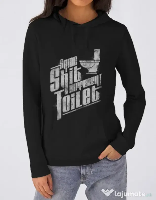 Hoodie dama cu gluga Same shit Negru