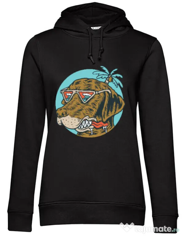 Hoodie dama cu gluga Chill dog Negru