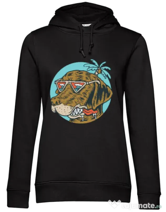 Hoodie dama cu gluga Chill dog Negru