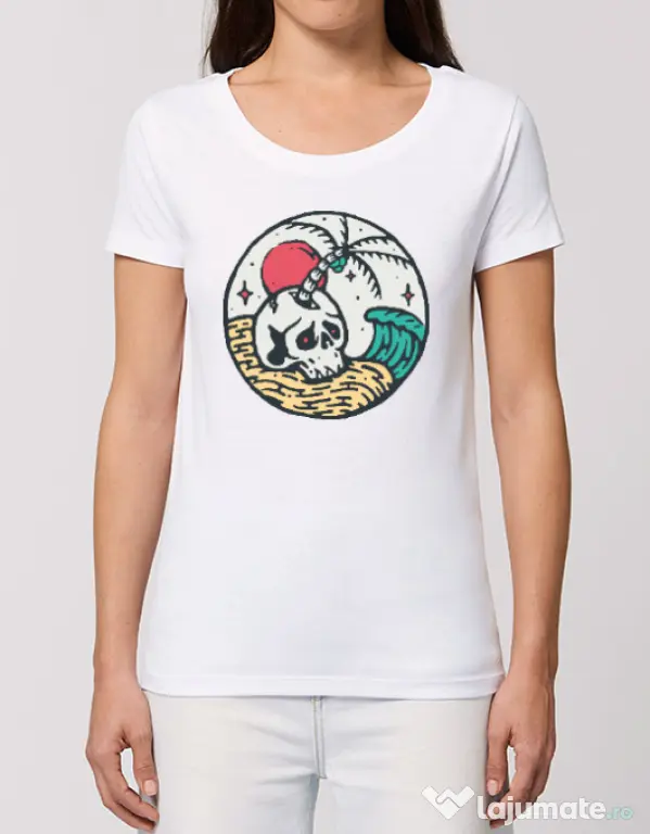 Tricou STANLEY STELLA dama Skull and beach Alb
