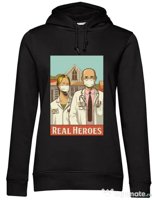 Hoodie dama cu gluga Real heroes Negru