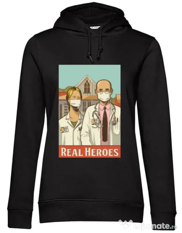Hoodie dama cu gluga Real heroes Negru