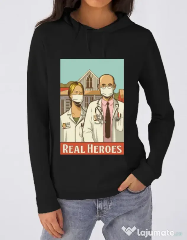 Hoodie dama cu gluga Real heroes Negru