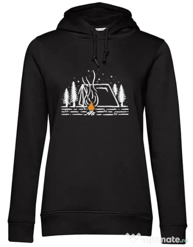 Hoodie dama cu gluga Tent lines Negru