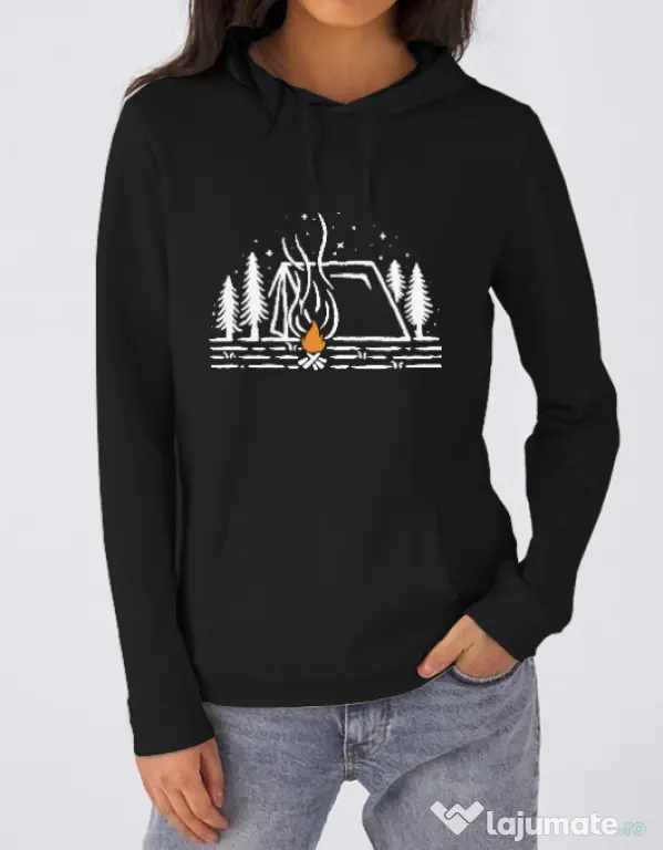 Hoodie dama cu gluga Tent lines Negru