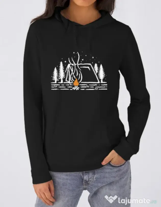 Hoodie dama cu gluga Tent lines Negru