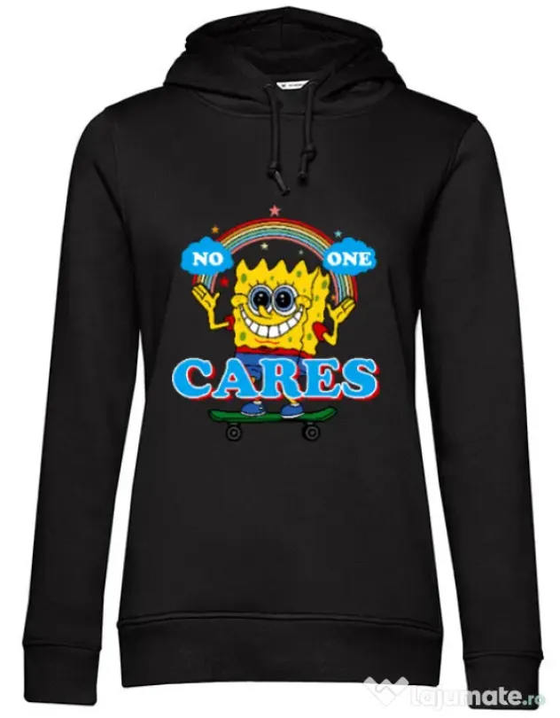 Hoodie dama cu gluga No one cares Negru