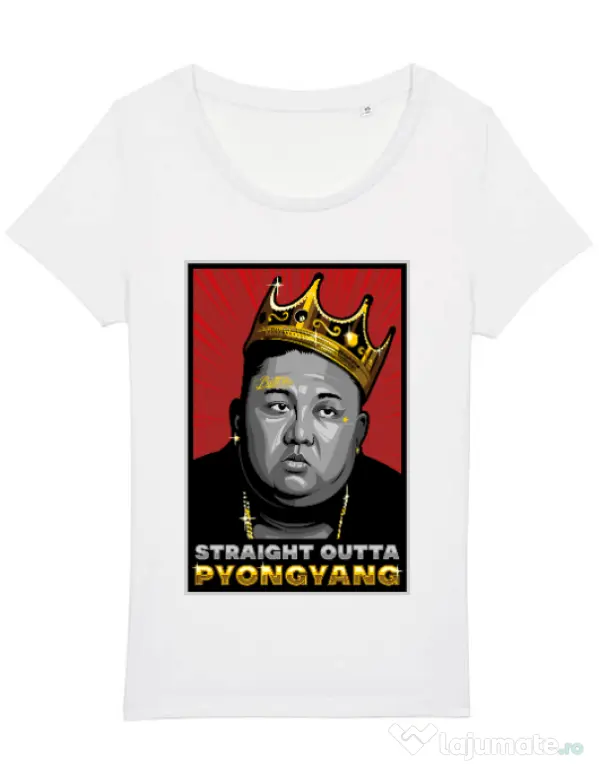 Tricou STANLEY STELLA dama Straight outta Pyongyang Alb