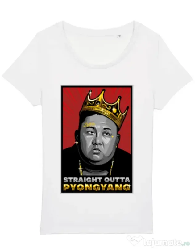 Tricou STANLEY STELLA dama Straight outta Pyongyang Alb